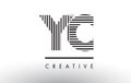 YC Y C Black and White Lines Letter Logo Design.