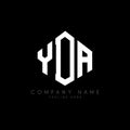 YDA letter logo design with polygon shape. YDA polygon and cube shape logo design. YDA hexagon vector logo template white and Royalty Free Stock Photo