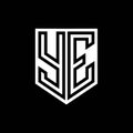 YE Letter Logo monogram shield geometric line inside shield design template