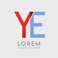 YE logo letters with blue and red gradation