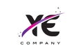 YE Y E Black Letter Logo Design with Purple Magenta Swoosh