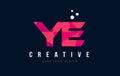YE Y E Letter Logo with Purple Low Poly Pink Triangles Concept