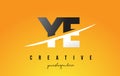 YE Y E Letter Modern Logo Design with Yellow Background and Swoosh.