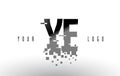 YE Y E Pixel Letter Logo with Digital Shattered Black Squares