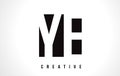 YE Y E White Letter Logo Design with Black Square.