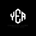 YEA letter logo design with polygon shape. YEA polygon and cube shape logo design. YEA hexagon vector logo template white and Royalty Free Stock Photo