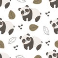 Seamless pattern with cartoon pandas. colorful vector for kids. Royalty Free Stock Photo