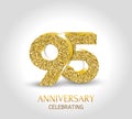 95 - year anniversary banner. 95th anniversary 3d logo with gold elements.