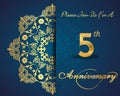 5 year anniversary card, 5th anniversary decorative Floral elements