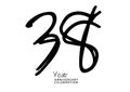 38 year anniversary celebration black color logotype vector, 38 number design, 38th Birthday invitation, anniversary logo template