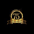 75 year anniversary celebration. Anniversary classic elegance golden color isolated on black background, vector design for Royalty Free Stock Photo