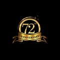 72 year anniversary celebration. Anniversary classic elegance golden color isolated on black background, vector design for Royalty Free Stock Photo