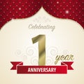 1 year anniversary celebration golden style. Vector