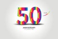 50 Year Anniversary Celebration Logo colorful vector, 50 Number Design, 50th Birthday Logo, Logotype Number, Vector Anniversary Royalty Free Stock Photo