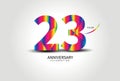 23 Year Anniversary Celebration Logo colorful vector, 23 Number Design, 23th Birthday Logo, Logotype Number, Vector Anniversary