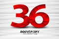 36 Year Anniversary Celebration Logo red polygon vector, 36 Number Design, 36th Birthday Logo, Logotype Number, Vector Anniversary Royalty Free Stock Photo