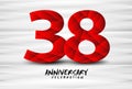 38 Year Anniversary Celebration Logo red polygon vector, 38 Number Design, 38th Birthday Logo, Logotype Number, Vector Anniversary