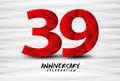 39 Year Anniversary Celebration Logo red polygon vector, 39 Number Design, 39th Birthday Logo, Logotype Number, Vector Anniversary Royalty Free Stock Photo