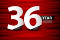 36 Year Anniversary Celebration Logo Vector On Red Background, 36 Number Design, 36th Birthday Logo, Logotype Number, Vector Royalty Free Stock Photo