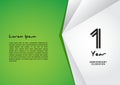 1 year anniversary celebration logotype on green background for poster, banner, leaflet, flyer, brochure, web, invitations or Royalty Free Stock Photo