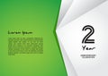 2 year anniversary celebration logotype on green background for poster, banner, leaflet, flyer, brochure, web, invitations or Royalty Free Stock Photo