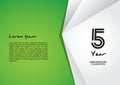 5 year anniversary celebration logotype on green background for poster, banner, leaflet, flyer, brochure, web, invitations or Royalty Free Stock Photo