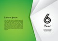 6 year anniversary celebration logotype on green background for poster, banner, leaflet, flyer, brochure, web, invitations or Royalty Free Stock Photo