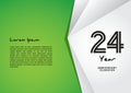 24 year anniversary celebration logotype on green background for poster, banner, leaflet, flyer, brochure, web, invitations or Royalty Free Stock Photo