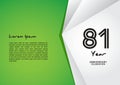 81 year anniversary celebration logotype on green background for poster, banner, leaflet, flyer, brochure, web, invitations or Royalty Free Stock Photo