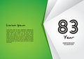 83 year anniversary celebration logotype on green background for poster, banner, leaflet, flyer, brochure, web, invitations or