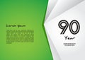 90 year anniversary celebration logotype on green background for poster, banner, leaflet, flyer, brochure, web, invitations or Royalty Free Stock Photo