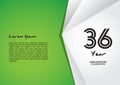 36 year anniversary celebration logotype on green background for poster, banner, leaflet, flyer, brochure, web, invitations or Royalty Free Stock Photo