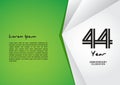 44 year anniversary celebration logotype on green background for poster, banner, leaflet, flyer, brochure, web, invitations or Royalty Free Stock Photo