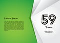 59 year anniversary celebration logotype on green background for poster, banner, leaflet, flyer, brochure, web, invitations or