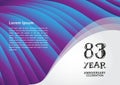 83 year anniversary celebration logotype on purple background for poster, banner, leaflet, flyer, brochure, invitations or