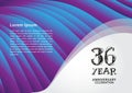 36 year anniversary celebration logotype on purple background for poster, banner, leaflet, flyer, brochure, web, invitations or Royalty Free Stock Photo