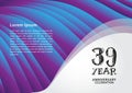 39 year anniversary celebration logotype on purple background for poster, banner, leaflet, flyer, brochure, web, invitations or Royalty Free Stock Photo