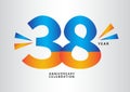 38 year anniversary celebration logotype vector, 38 number design, 38th Birthday invitation, anniversary logo template, logo