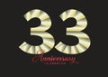 33 year anniversary celebration logotype vector, 33 number design, 33th Birthday invitation, anniversary logo template, logo