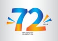 72 year anniversary celebration logotype vector, 72 number design, 72th Birthday invitation, anniversary logo template, logo