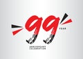99 year anniversary celebration logotype vector, 99 number design, 99th Birthday invitation, anniversary logo template, logo