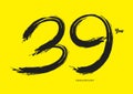 39 year anniversary celebration logotype on yellow background, 39 number design, 39th Birthday invitation, anniversary logo Royalty Free Stock Photo