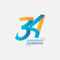 34 Year Anniversary Celebration Vector Template Design Illustration