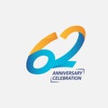 62 Year Anniversary Celebration Vector Template Design Illustration