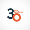 30 Year Anniversary Excellence Vector Template Design Illustration