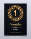 1 year anniversary invitation card template isolated vector illustration. Black greeting card template