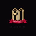 60 year Anniversary Luxury Gold Black Logo Vector Template Design Illustration