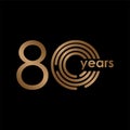 80 Year Anniversary Luxury Gold Black Logo Vector Template Design Illustration