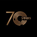 70 Year Anniversary Luxury Gold Black Logo Vector Template Design Illustration