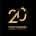 20 Year Anniversary Luxury Gold Vector Template Design Illustration